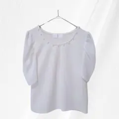 abc une face パール パフスリーブブラウス ホワイト Mのサムネイル