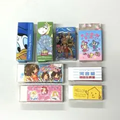 ディズニーやONE PIECEなどのキャラクターものを含む消しゴム8個セット