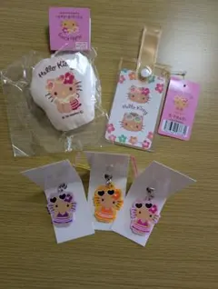新品・未使用品！！ハローキティ　日焼けキティ5点セット☆ラバーストラップ☆