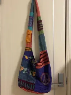 多色 PEACE 刺繍 ショルダーバッグ