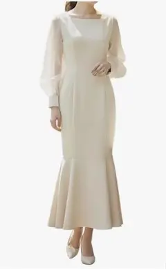 ［Over the moon] きれいめ マーメイドワンピース 長袖 シアー