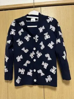 BURBERRY ネイビー クマ柄カーディガン 12Y
