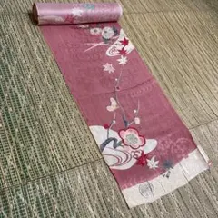 【新品未使用・汚れあり】染小紋＜金彩・紋意匠・梅楓文・建進織物謹製＞着尺　正絹