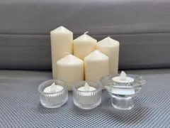 【値下げ中】白いキャンドル5個とホルダー3個セット