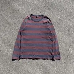 old uniqlo border long-T wine red×navy