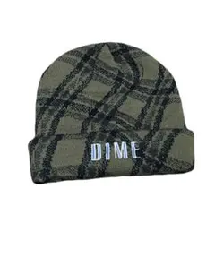 ケンタウロス健太着用！！DIME チェック柄ニット帽 オリーブグリーン