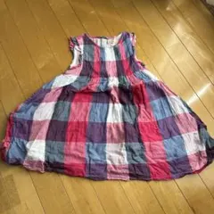 petit main チェック柄ノースリーブワンピース 110