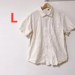 アイボリー【L】ボタンシャツ 前ボタン 襟付き