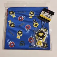 EXPO2025ミャクミャク　阪神タイガース巾着・ ラバーマスコットキーチェーン
