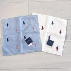 新品2枚セット【POLO RALPH LAUREN】ポニー刺繍 タオルハンカチ
