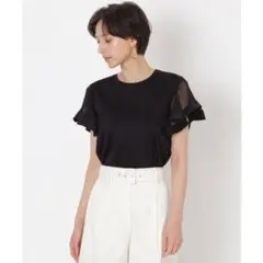 エポカsize40 フリルコンビジャージーカットソー ブラックのサムネイル