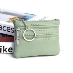 ミニ財布　緑　グリーン　コインケース　ポーチ　キーリング付き コイン