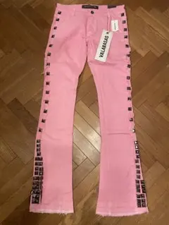VALABASASバラバサススキニーフレアダメージピンクデニムクラッシュ
