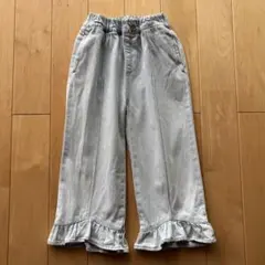 フレアパンツ　ライトプルー　裾フリルのサムネイル