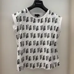 EMPORIO ARMANI ロゴ総柄 ノースリーブカットソー ホワイト 40のサムネイル