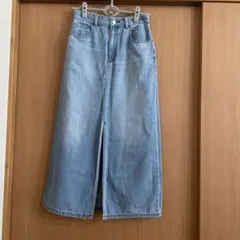 GUデニムタイトスカート ライトブルー スリット入り