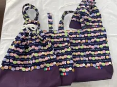 4点セット　レッスンバッグ　シューズ　着替え袋　マカロン　パンダ　ネイビー