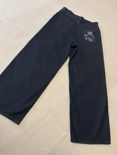 SHOOLARUE 旭山動物園ライオン刺繍　ワイドデニムパンツ