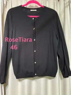 Rose Tiara ビジューカーディガン　袖リボン　46サイズ　大きいサイズ