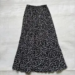 【fifth フィフス】フレア ロングスカート レオパード ブラックホワイト