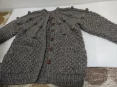 ☆ニットウールジャケット　手編み　ウール１００％　毛糸　レディース