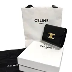 ✨美品・箱カード袋付✨ セリーヌ 三つ折り財布 ブラック トリオンフ レザーのサムネイル