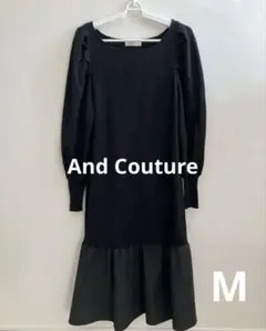 And Couture アンドクチュール 異素材ドッキングワンピース ブラック