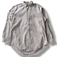 90s ラルフローレン YARMOUTH ヤーマス ベージュ 刺繍 長袖シャツ