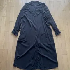 LOWRYSFARM ローリーズファーム フリルロングシャツワンピース ブラック