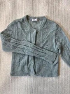 ZARA ライトブルー ケーブルニット カーディガン