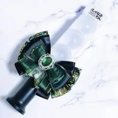 ペンライトリボン　キンブレリボン　　グリーン　ブラック　ゴールド　緑色　箔押し