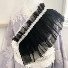 ショルダー飾りフリルレースパール　成人式振袖　卒業式袴　浴衣着物　帯飾り　七五三