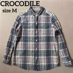 CROCODILE チェック柄 長袖シャツ M 綿 クロコダイル コットンのサムネイル