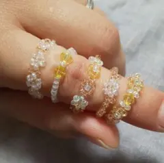 ビーズリング【オレンジ×白×黄色】