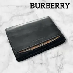 BURBERRY 名刺入れ カードケース レザー 型押し ノバチェック ブラック