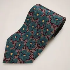 DURBAN 総柄 ネクタイ シルク100% 花柄 グリーン