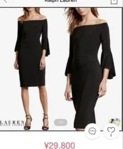 オフショルダー ひざ丈ワンピース