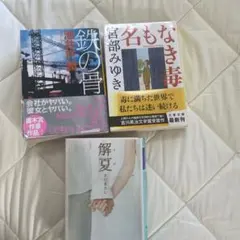 鉄の背 名もなき毒 解夏 セット　分厚い本3冊