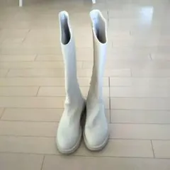 ZARA ラバーロングブーツ ホワイト エクリュ 38