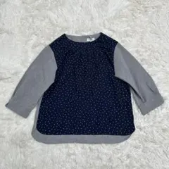 ✨ McGREGOR マックレガー　ドット柄　ブラウス　トップス　グレー×紺色