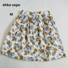 エヘカソポehka sopo 花柄フレアスカート　裏地付き　ウェストゴム入り　Mのサムネイル