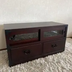 訳あり品！【151】民芸家具和ガラス戸付きテレビ台木製収納家具タンス