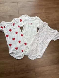 プチバトー　ボディスーツ　ハート　3枚セット　サイズ74