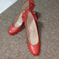 チアキカタギリ フリル付きパンプス オレンジのサムネイル