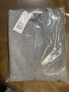 ハッシュパピー　グレー リブ編み ニットセーター L 新品