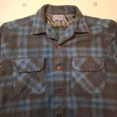 50s PENDLETON ボードシャツ　長袖シャツ　開襟シャツ　オンブレ　青黒