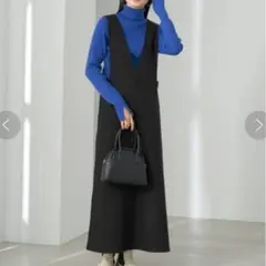 earth music&ecology 圧縮ニットジャンスカ 黒 F ワンピース