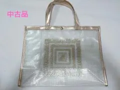 ★中古品★紀ノ国屋★クリアミディアムバッグ ★ゴールド★のサムネイル