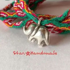 《グリーン》ボヘミアンネックレス／ミサンガ／ブレスレット　カレンシルバー