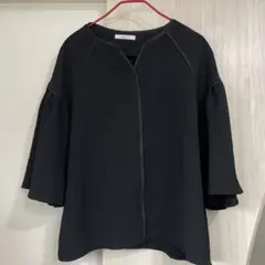 OPAQUE.CLIP ブラック 五分袖 フレアスリーブ